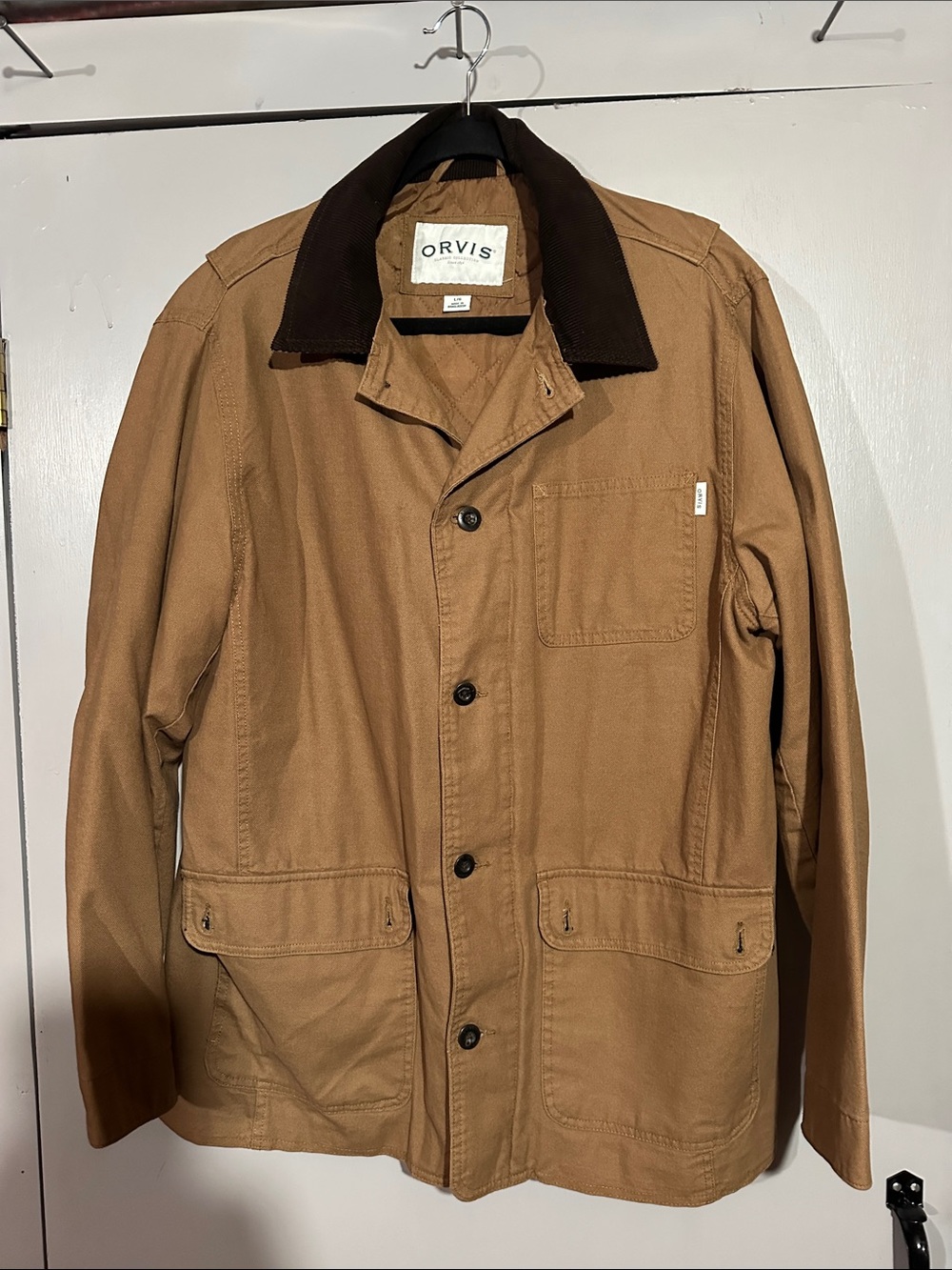 Orvis Brown Tan Field Jacket with Dark Brown Corduroy Collar